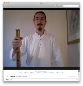Online shakuhachi lesson with Skype, Justin Senryu